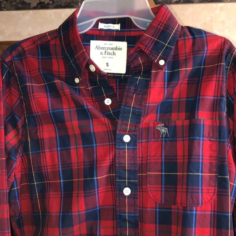 Red and Blue Plaid Abercrombie Button Shirt